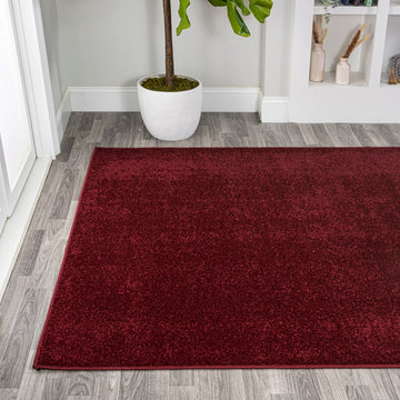 Haze Solid Low-pile Area Rug Dark Red